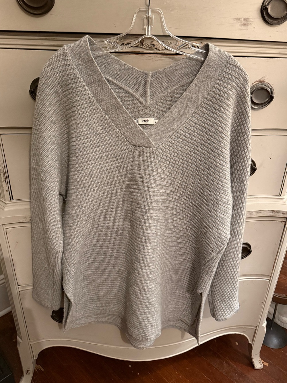 Vince Cashmere Blend Chunky V-Neck Tunic Sweater M